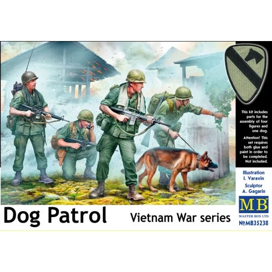 Master Box 35238 1/35 Vietnam War Dog Patrol (4 figures and 1 dog) - Model Figures