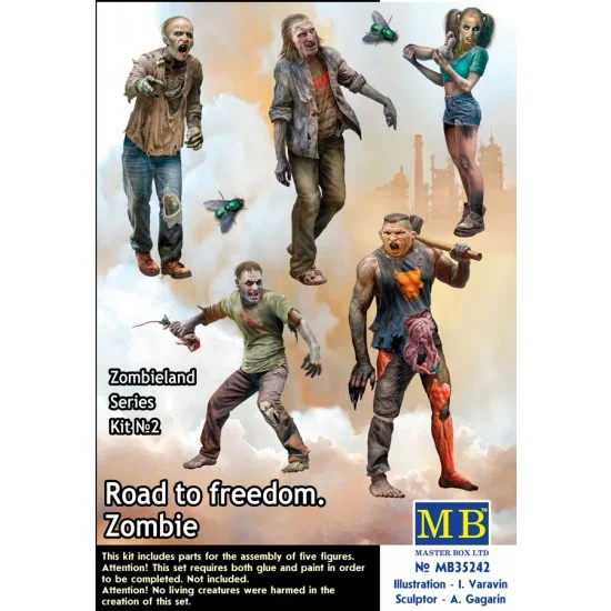 Master Box 35242 1/35 Zombieland Series Kit No. 2 - Road to Freedom, Zombie (5 figures)