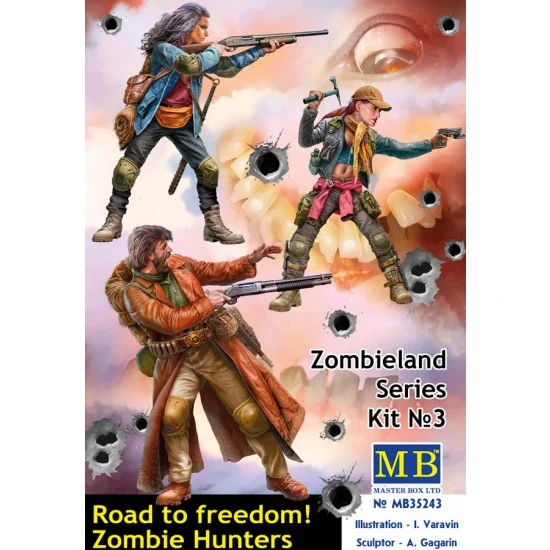 Master Box 35243 1/35 Zombieland series Kit No. 3 - Road to Freedom, Zombie Hunters (3 figures)