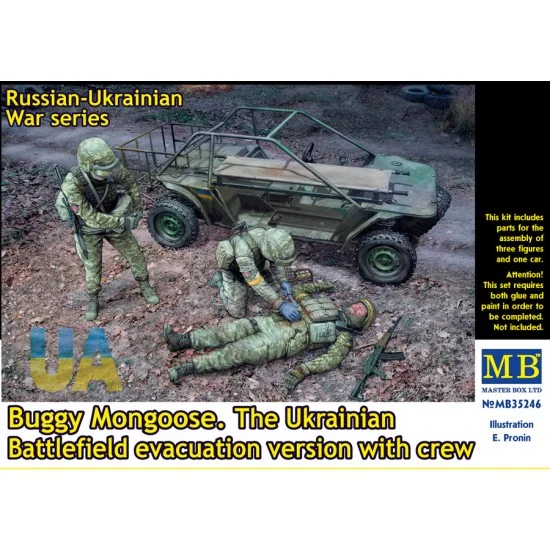 Master Box 35246 1/35 Buggy Mongoose, Ukrainian Battlefield Evacuation with Crew (1 car and 3 figures) - Military Vehicles & Tanks