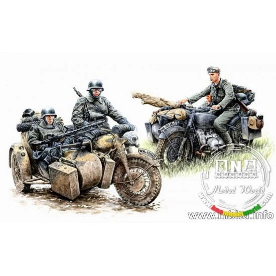 Master Box 3548F 1/35 German Motorcycle Troops On The Move w/BMW R75 - Model Figures