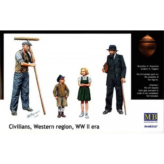 Master Box 3567 1/35 WWII Civilians Western Region (4 figures) - Model Figures