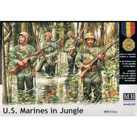 Master Box 3589 1/35 WWII US Marines In Jungle (4 figures) - Model Figures