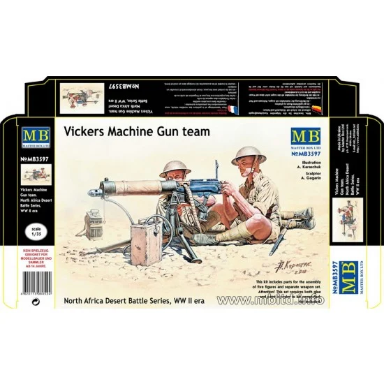Master Box 3597 1/35 Vickers Machine Gun Team - WWII North Africa Desert Battle Series (5 figures)