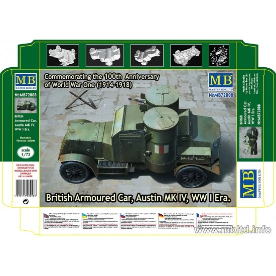 Master Box 72008 1/72 WWI British Armoured Car Austin MK IV - 100th Anniversary