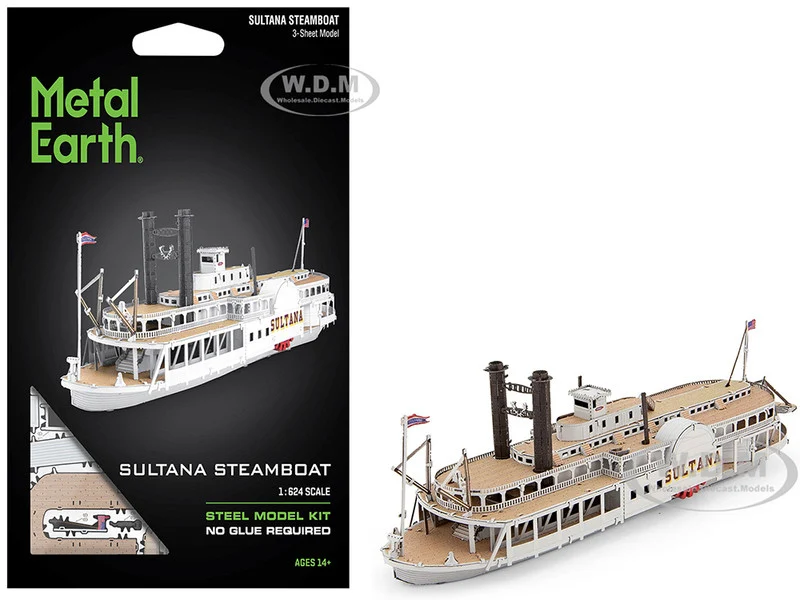 Model Kit Sultana Steamboat (Moderate Difficulty) Steel Model by Metal Earth - Model Kits (To Built)