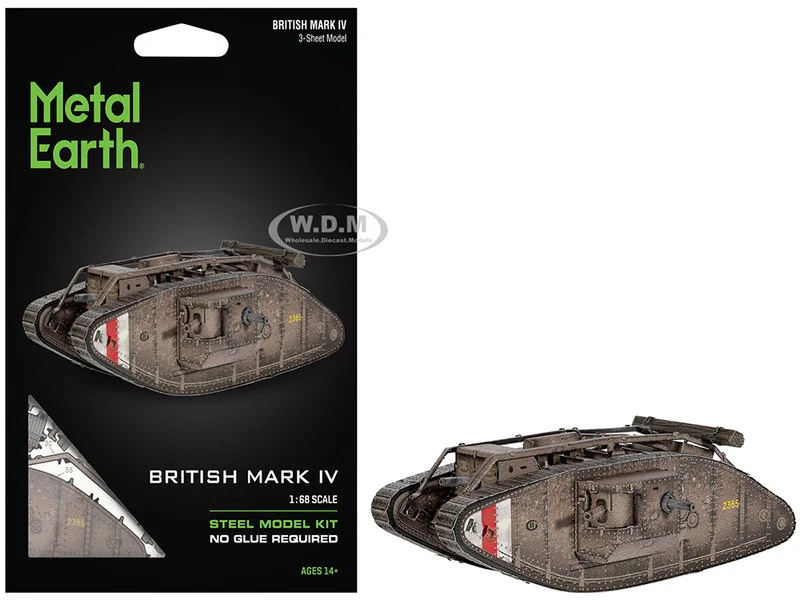 Model Kit British Mark IV Tank (Moderate Difficulty) Steel Model by Metal Earth - Military Models