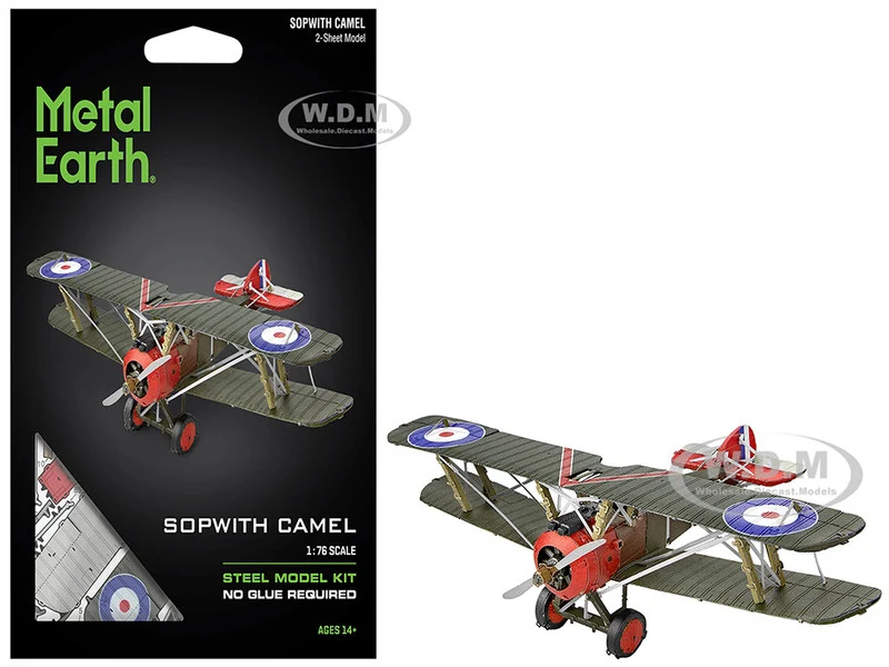 Model Kit Sopwith Camel Aircraft "World War I" British Royal Flying Corps (Moderate Difficulty) Steel Model by Metal Earth - Military Models