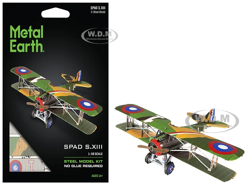 Model Kit SPAD S.XIII Fighter Aircraft "World War I" French Air Force (Moderate Difficulty) Steel Model by Metal Earth - Military Models