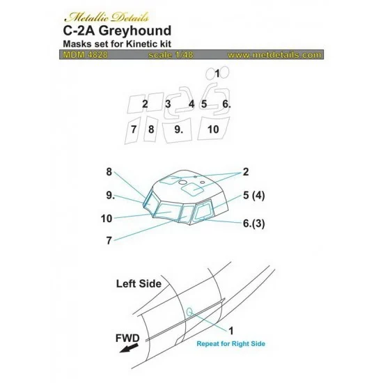 Metallic Details MDM4828 1/48 Grumman C-2A Greyhound Masks for Kinetic kits