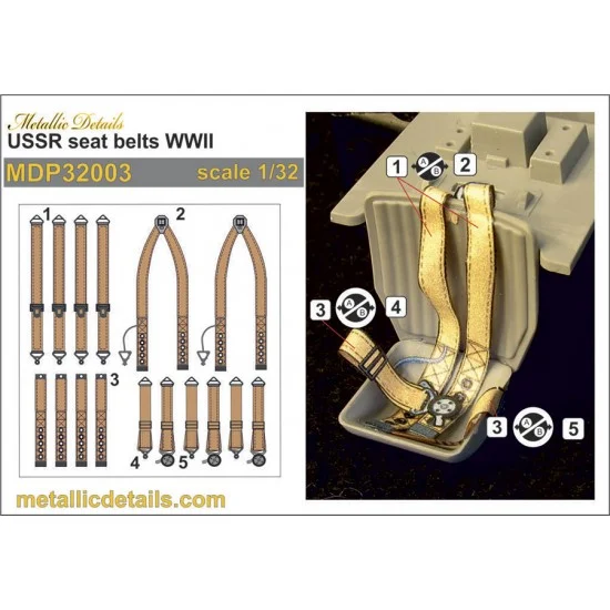 Metallic Details MDP32003 1/32 WWII USSR Seatbelts 3D Decals - Model Planes