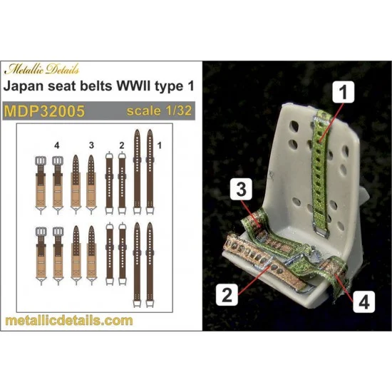 Metallic Details MDP32005 1/32 WWII Japanese Seatbelts 3D Decals Type #1 - Model Planes