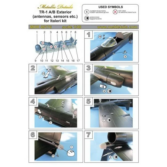 Metallic Details MDR48176 1/48 TR-1A/B Exterior Detail Set for Italeri kits
