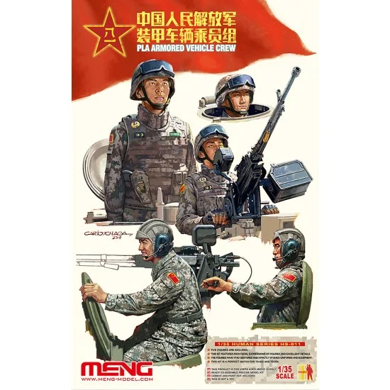 Meng HS011 1/35 PLA Armoured Vehicle Crew (4 full figures & 1 head) - Model Figures
