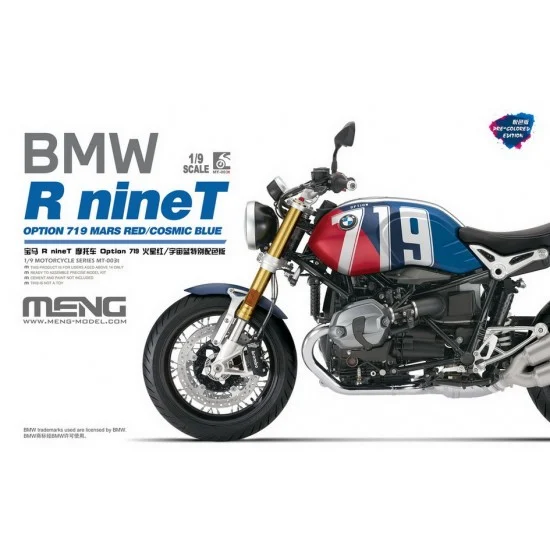 Meng MT003t 1/9 BMW R nineT Option 719 Mars Red/Cosmic Blue (Pre-colored Edition)