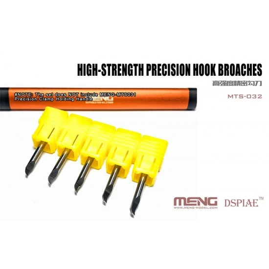 Meng MTS032 High-strength Precision Hook Broaches (size: 0.1, 0.3, 0.5, 0.8, 1.0mm, shank: 3.175mm)