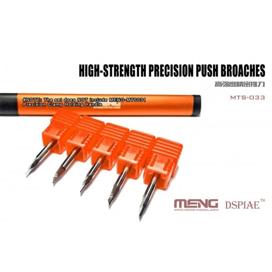 Meng MTS033 High-strength Precision Push Broaches (size: 0.15, 0.3, 0.5, 0.8, 1.0mm, shank: 3.175mm)