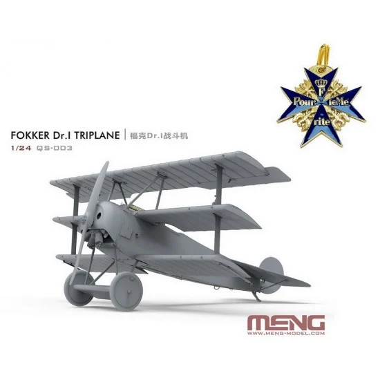 Meng QS003s 1/24 Fokker Dr.I Triplane & Blue Max Medal [Limited Edition] - Model Planes