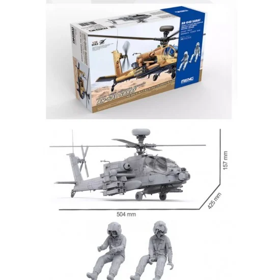 Meng QS005s 1/35 Israeli AF AH-64D SARAF Heavy Attack Helicopter with 2 Pilots