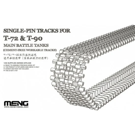 Meng SPS029 1/35 Single-Pin Cement-Free Workable Tracks for T-72 and T-90 Main Battle Tanks