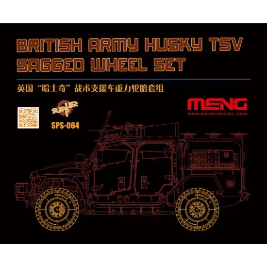 Meng SPS064 1/35 British Army Husky TSV Sagged Wheel Set (2 front & 2 rear) - Military Vehicles & Tanks