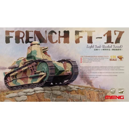 Meng TS011 1/35 French FT-17 Light Tank (Riveted Turret) w/Diorama Base #TS-011