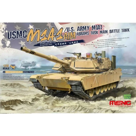 Meng TS032 1/35 USMC M1A1 AIM / US Army M1A1 Abrams Tusk MBT - Military Vehicles & Tanks