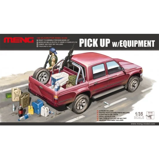 Meng VS002 1/35 Toyota Dual Cab Hi-Lux Pick-Up Truck w/Mounted M82A1 Rifle/M240B Gun & Equipment