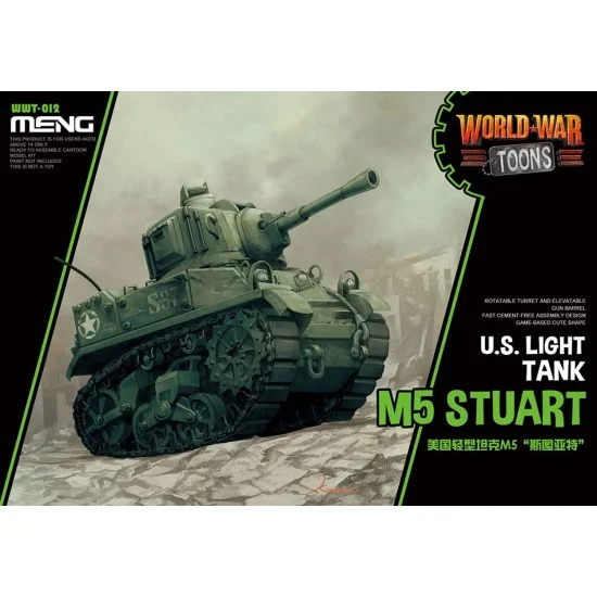 Meng WWT012 World War Toons - US Light Tank M5 Stuart [Q Version] (snap-fit)