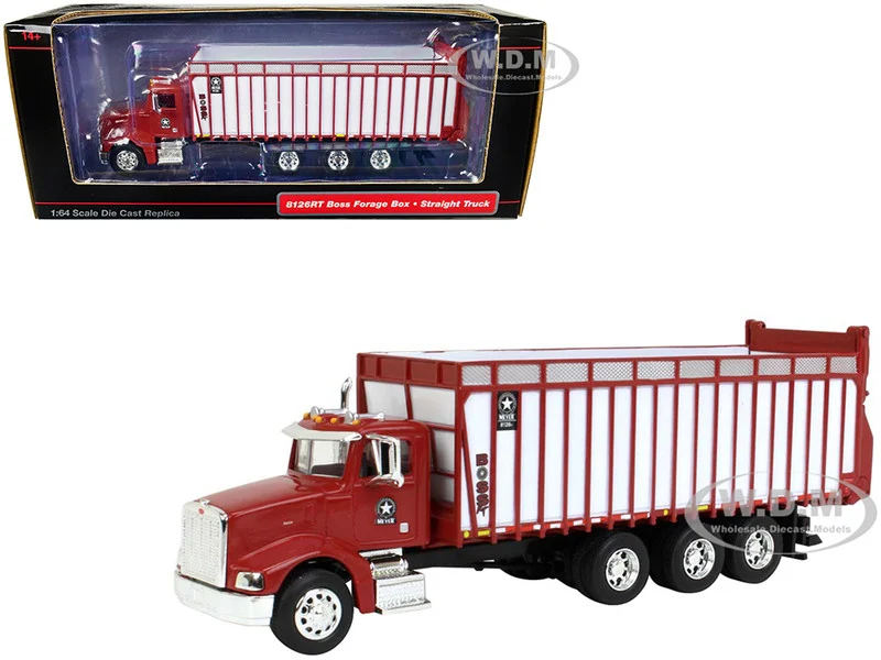 Peterbilt Truck Red with Meyer Manufacturing 8126RT Boss Forage Box 1/64 Diecast Model by SpecCast - Peterbilt Models