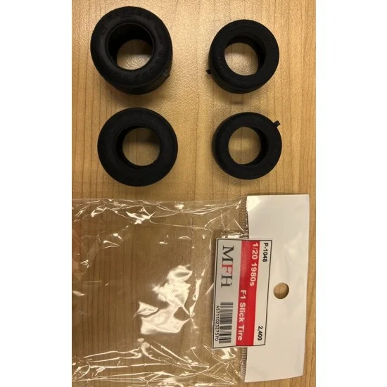 Model Factory Hiro P1048 1/20 1980s F1 Slick Tyres for Tamiya kit (4pcs) - Model Cars