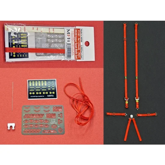 Model Factory Hiro P1187 1/24 2020 type Seat Belt Set [Red] - Model Cars