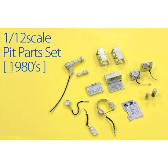 Model Factory Hiro P1225 1/12 F1 Pit Scene Parts Set 1980s (white metal) - Model Cars