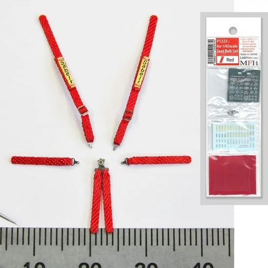 Model Factory Hiro P1233 1/43 Seatbelt set #Red - Model Cars