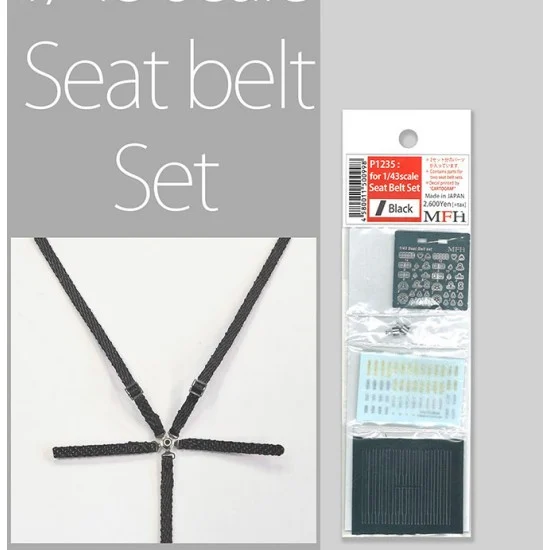 Model Factory Hiro P1235 1/43 Seatbelt set #Black - Model Cars