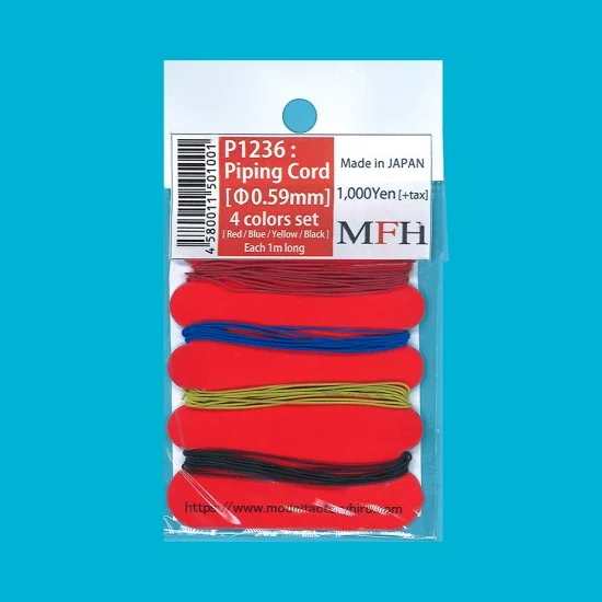 Model Factory Hiro P1236 Piping Cord #4 Colours (diameter: 0.59mm, each length: 1m) - Model Cars