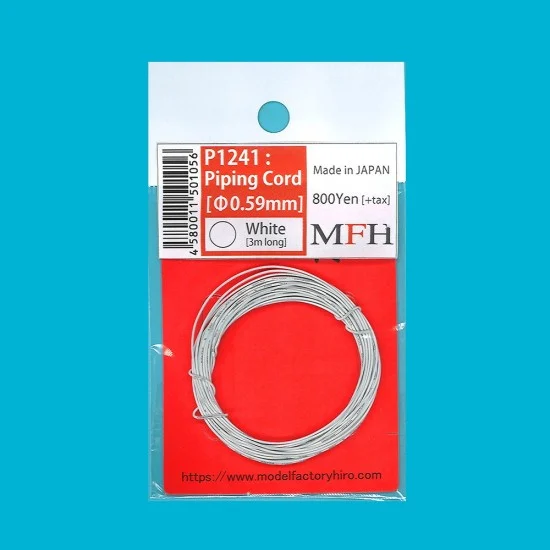 Model Factory Hiro P1241 Piping Cord #White (diameter: 0.59mm, length: 3m) - Model Cars