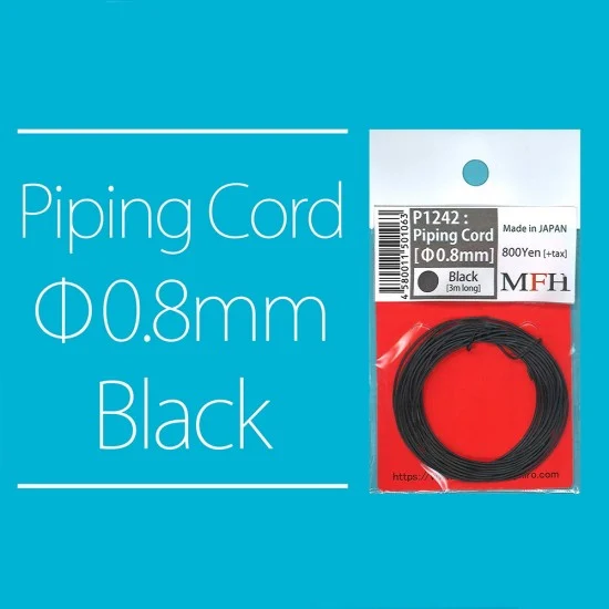 Model Factory Hiro P1242 Piping Cord #Black (diameter: 0.8mm, length: 3m) - Model Cars