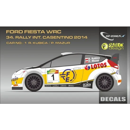 MF-Zone DC2419 1/24 Ford Fiesta WRC Kubica - 34th Rally Casentino 2014 Decal for Belkits BEL-003