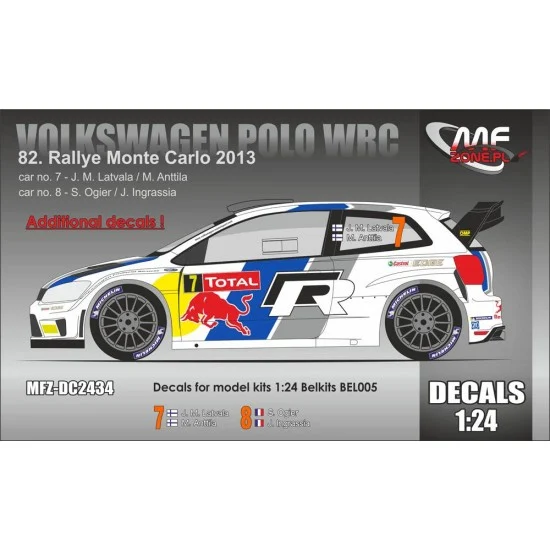 MF-Zone DC2434 1/24 Volkswagen Polo WRC - 81st Rallye Monte Carlo 2013 Decal for Belkits BEL-005