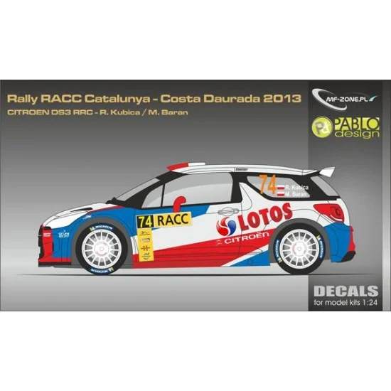 MF-Zone DC249 1/24 Citroen DS3 RRC - Rally RACC Catalunya 2013 Decal for Heller kits
