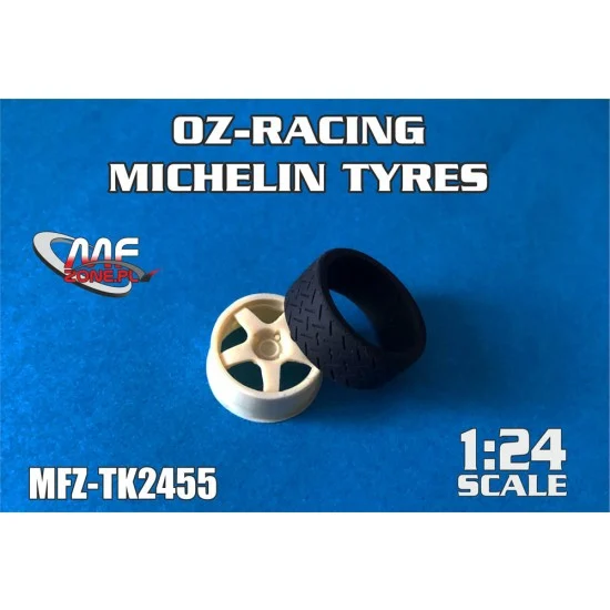 MF-Zone TK2455 1/24 OZ-Racing Wheels, 18" Michelin Tyres for Hasegawa Ford Focus RS WRC 99-03