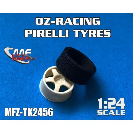 MF-Zone TK2456 1/24 OZ-Racing Wheels, 18" Pirelli Tyres for Hasegawa Ford Focus RS WRC 99-2003