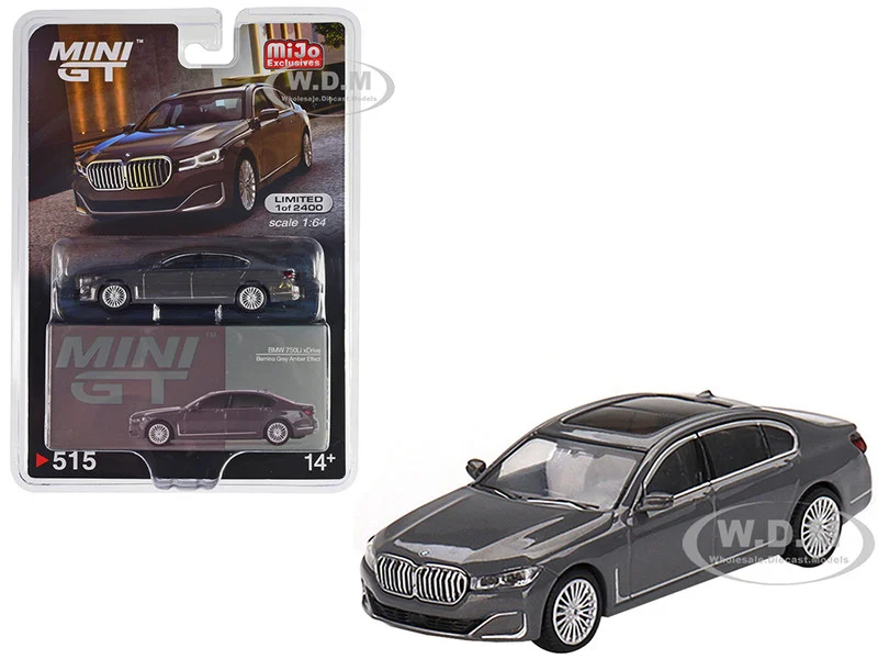 BMW 750Li xDrive Bernina Gray Amber Effect with Sunroof Limited Edition to 2400 pieces Worldwide 1/64 Diecast Model Car by Mini GT - BMW Models
