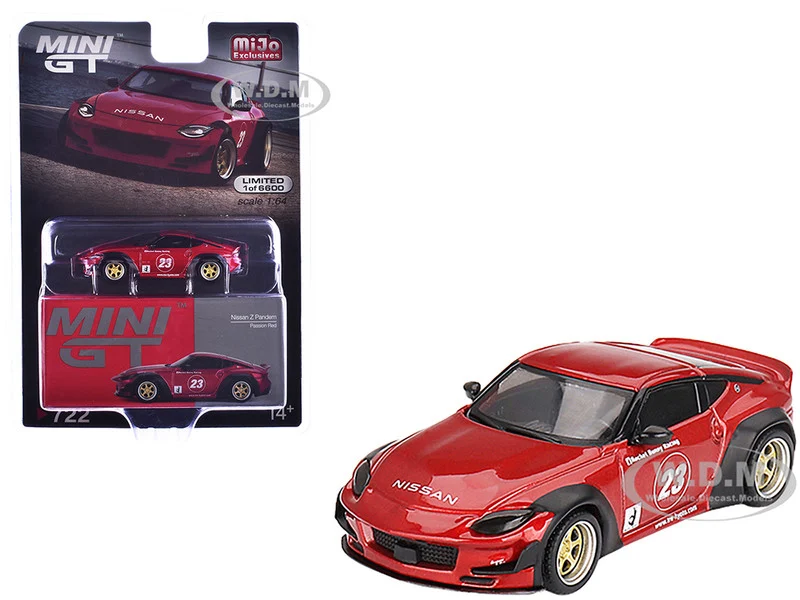 Nissan Z "Pandem" #23 Passion Red Metallic Limited Edition to 6600 pieces Worldwide 1/64 Diecast Model Car by Mini GT - Nissan Models