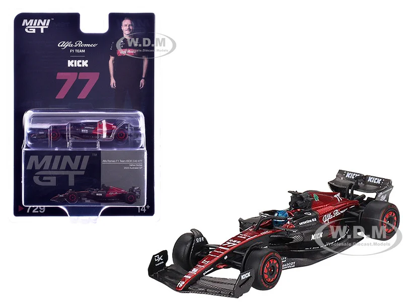 Alfa Romeo C43 #77 Valtteri Bottas "Alfa Romeo F1 Team Kick" Formula One F1 "Australian GP" (2023) Limited Edition 1/64 Diecast Model Car by Mini GT - Formula 1 Models