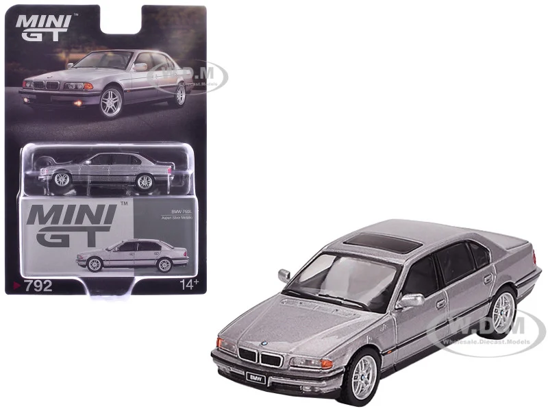 BMW 750IL Aspen Silver Metallic with Sun Roof Limited Edition 1/64 Diecast Model Car by Mini GT - BMW Models