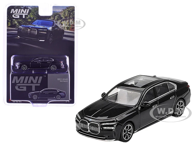 BMW i7 xDrive60 Black Sapphire Limited Edition 1/64 Diecast Model Car by Mini GT - BMW Models
