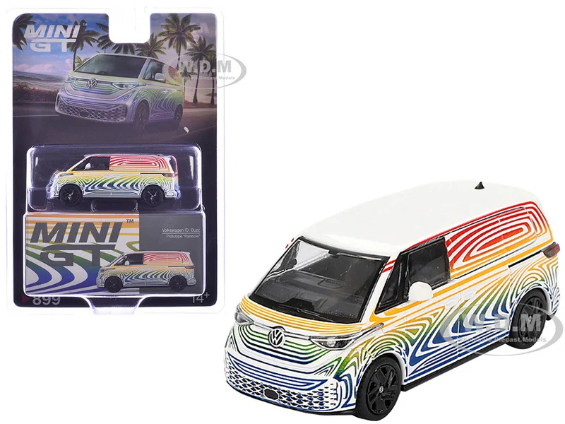 Volkswagen ID. Buzz Van Prototype "Rainbow" Limited Edition 1/64 Diecast Model Car by Mini GT - Volkswagen Models