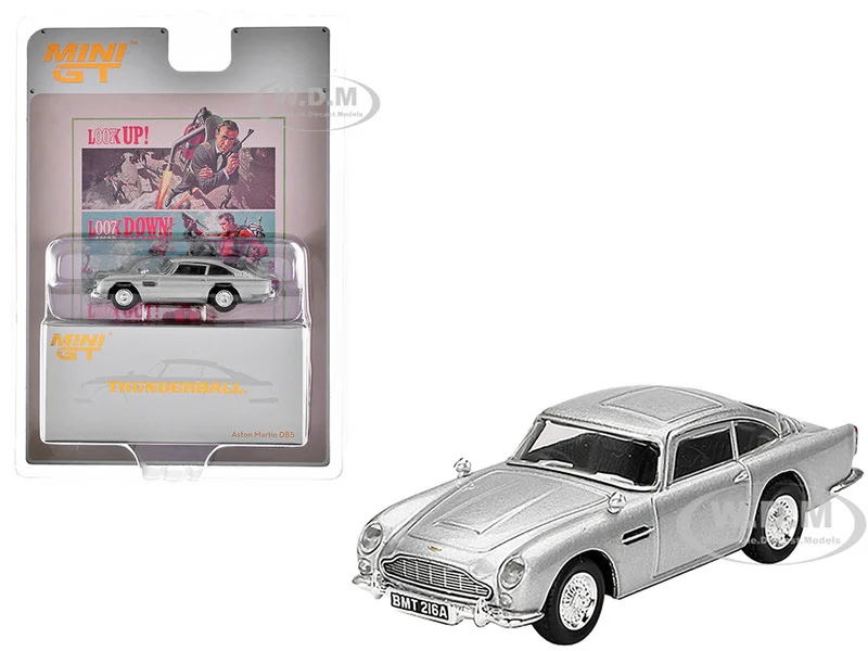 Aston Martin DB5 RHD (Right Hand Drive) Birch Silver Metallic 007 James Bond "Thunderball" (1965) Movie Limited Edition 1/64 Diecast Model Car by Mini GT - Movie/TV Series Models